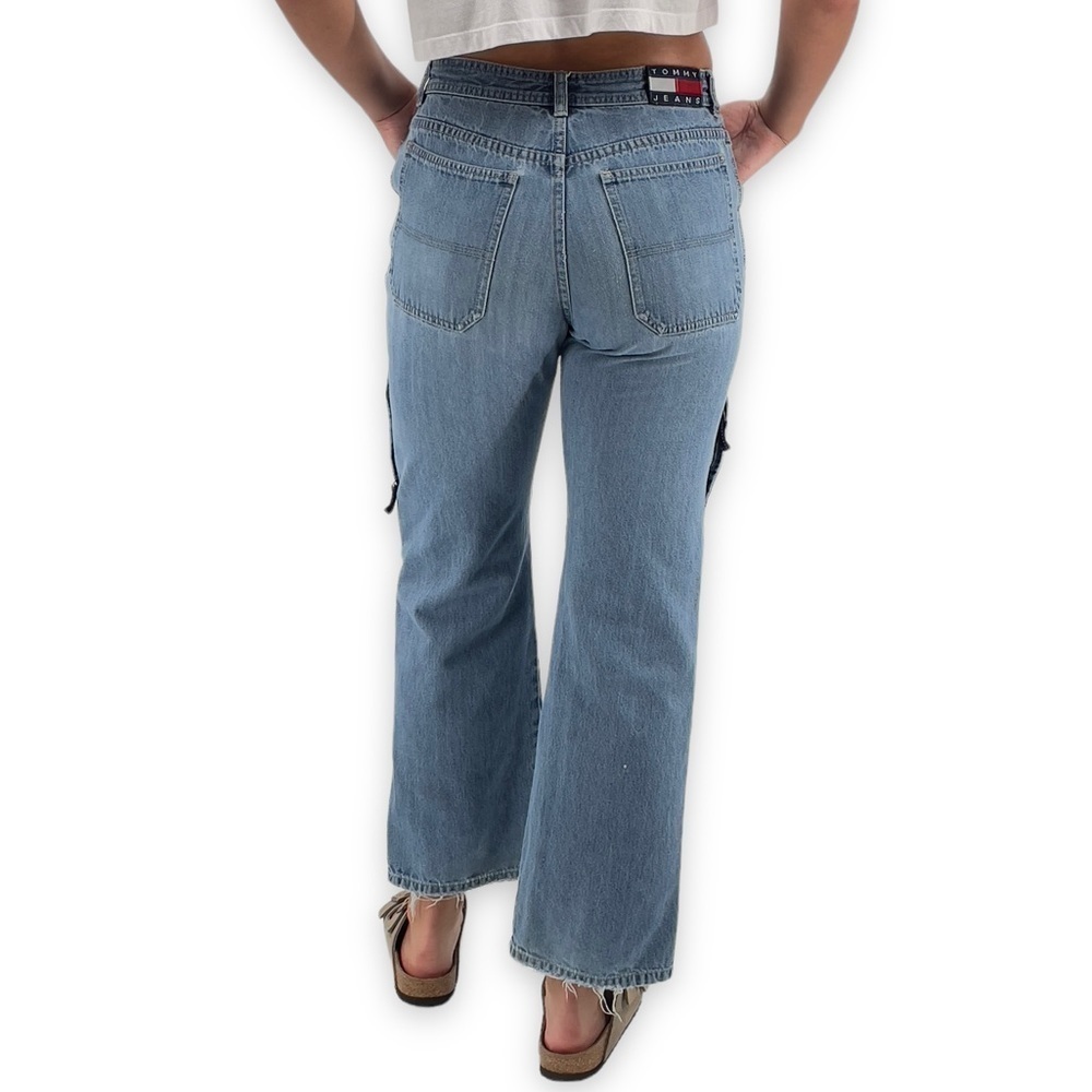 Vintage 2002 Tommy Hilfiger Cargo Jeans Distressed Medium Wash Blue Boys 18 2/4 - Picture 6 of 16